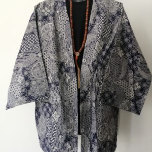 Navy Japanese Haori with Traditional Japanese Print UK Haori UK Japanese Haori UK Japanese Yukata UK Japanese clothing UK Japanese fashion UK animetal