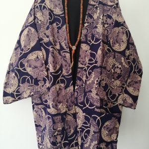 Navy Japanese Haori with Golden Traditional Japanese Print UK Haori UK Japanese Haori UK Japanese Yukata UK Japanese clothing UK Japanese fashion UK