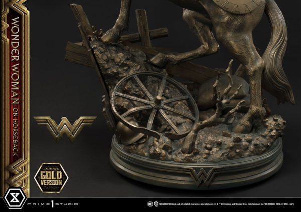 Wonder Woman Statue Wonder Woman on Horseback Gold Version Prime 1 Studio UK wonder woman on an horse statue prime 1 studio UK Animetal